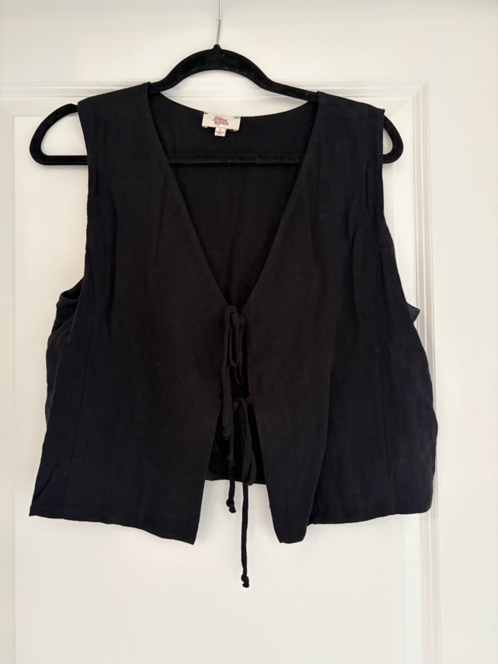 Black Tie-Front Women's Vest